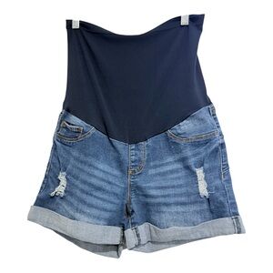 Sonoma Over Belly Panel Jean Shorts Womens Size S Maternity Medium Wash